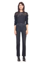 Rebecca Taylor Luna Script Lace Yoke Jersey Top
