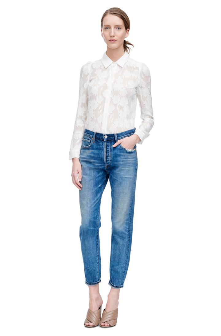 Rebecca Taylor Rebecca Taylor Long Sleeve Daisy Clip Top 2 Snow