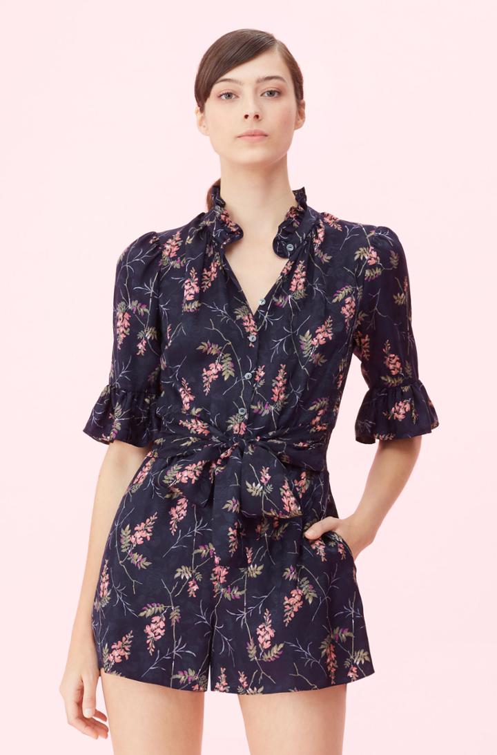 Rebecca Taylor Rebecca Taylor Ivie Fleur Print Jacquard Romper