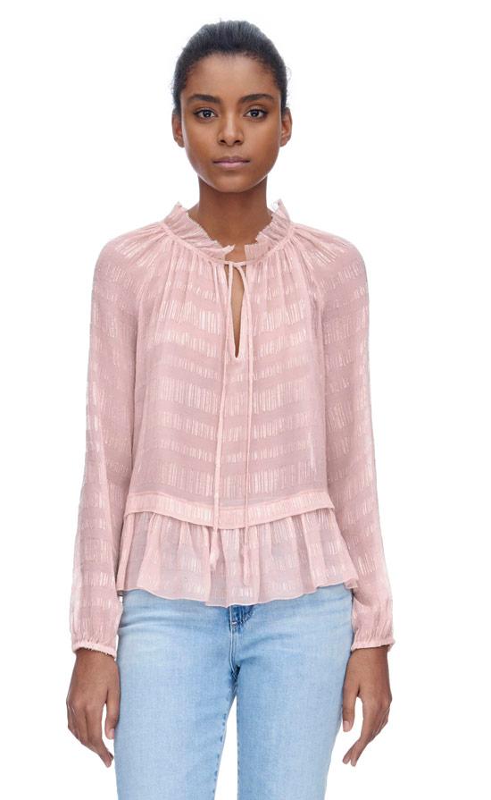 Rebecca Taylor Rebecca Taylor Long Sleeve Lurex Clip Top
