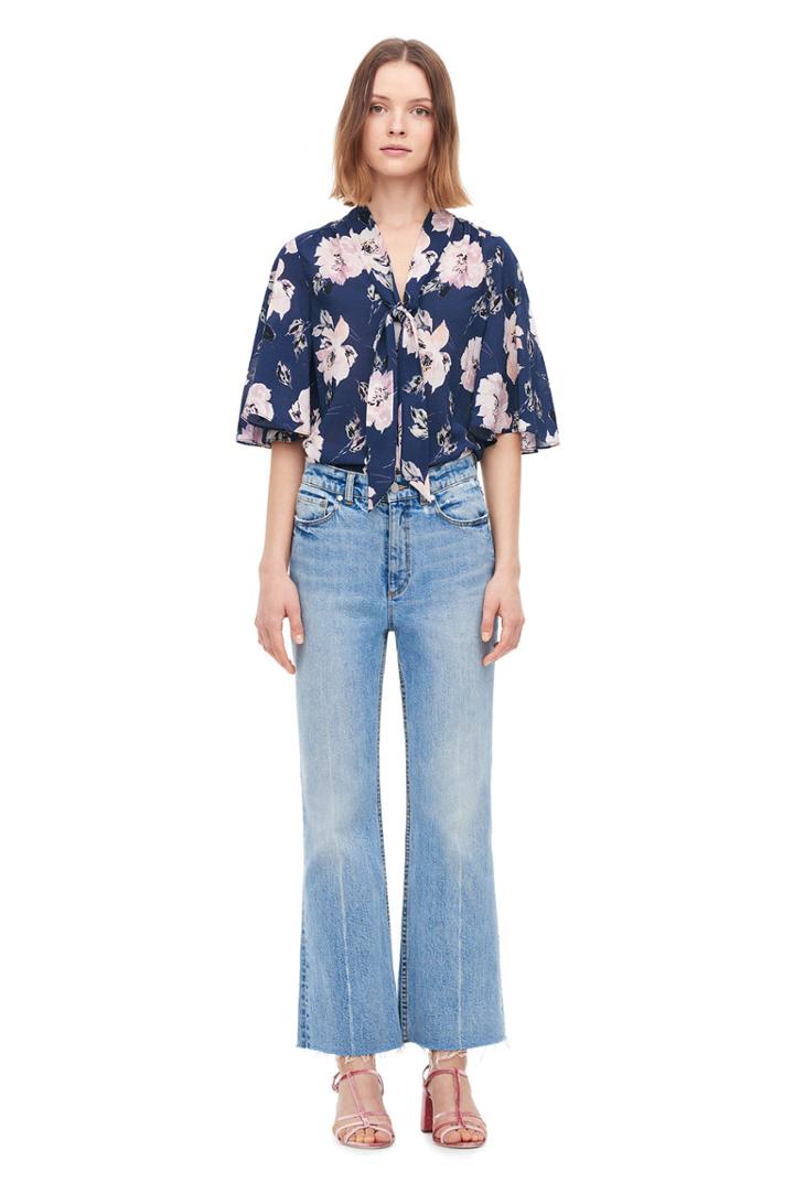 Rebecca Taylor Magnolia Floral Scarf Tie Top