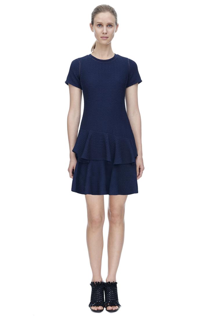 Rebecca Taylor Rebecca Taylor Short Sleeve Pucker Jacquard Dress 2 Navy
