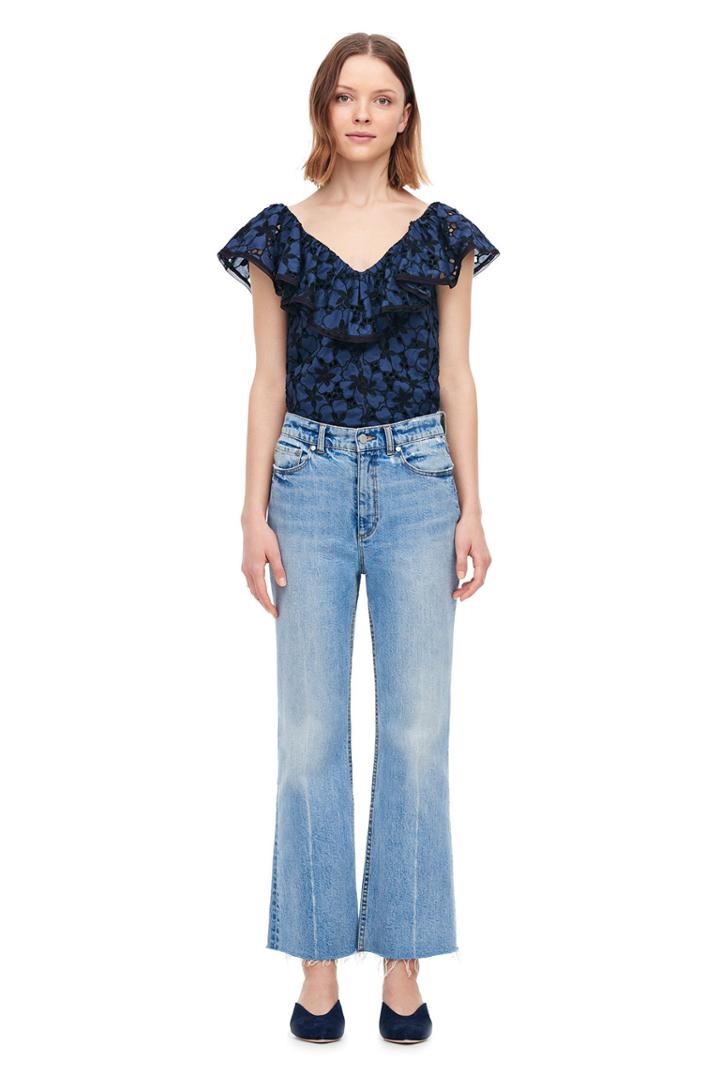 Rebecca Taylor Adriana Embroidered Ruffle Top