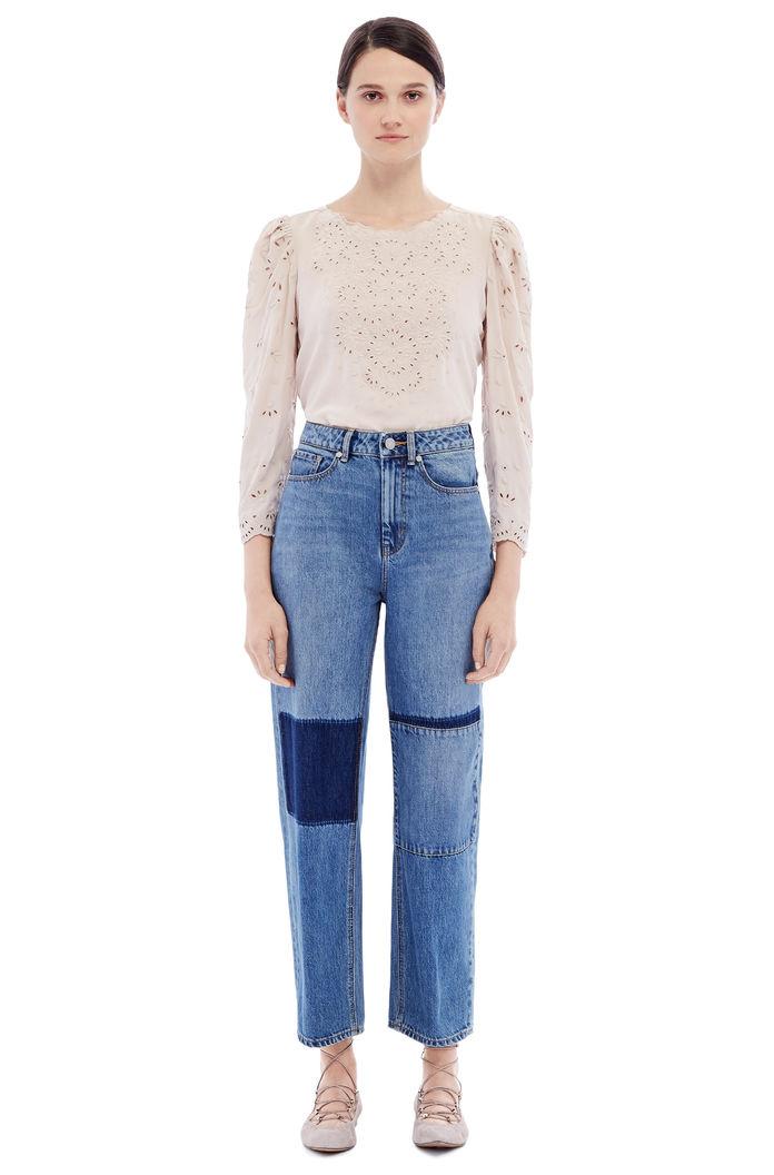 Rebecca Taylor Rebecca Taylor Silk Teardrop Eyelet Top 0 Putty