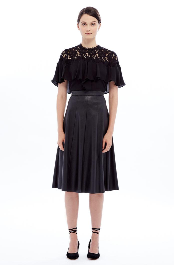 Rebecca Taylor Rebecca Taylor Vegan Leather Midi Skirt 4 Black