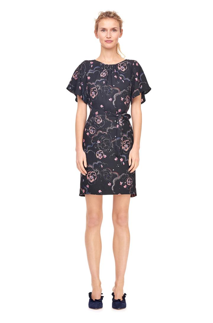 Rebecca Taylor Neptune Floral Print Wrap Front Dress