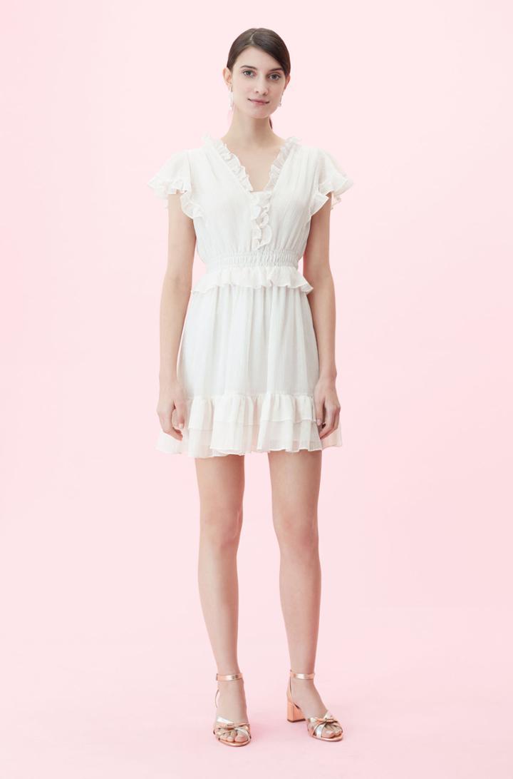 Rebecca Taylor Rebecca Taylor Lurex Stripe V-neck Dress