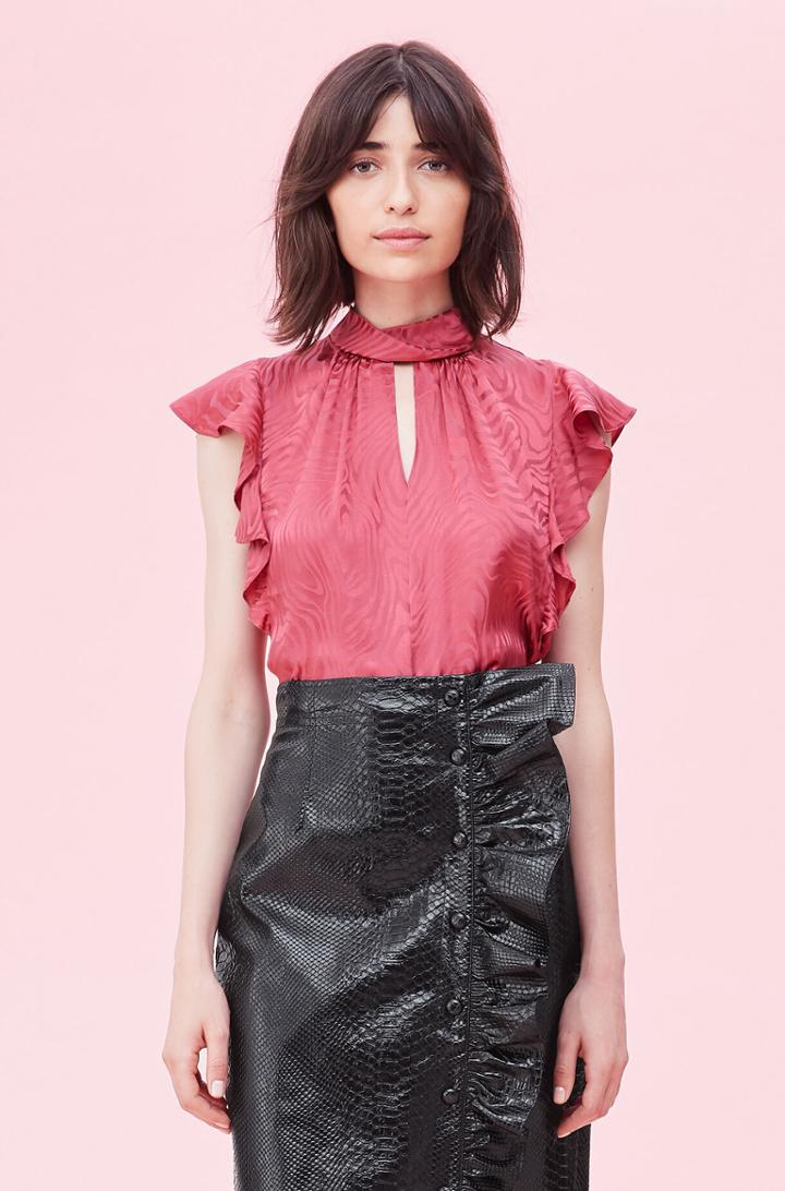 Rebecca Taylor Rebecca Taylor Swirl Jacquard Ruffle Top
