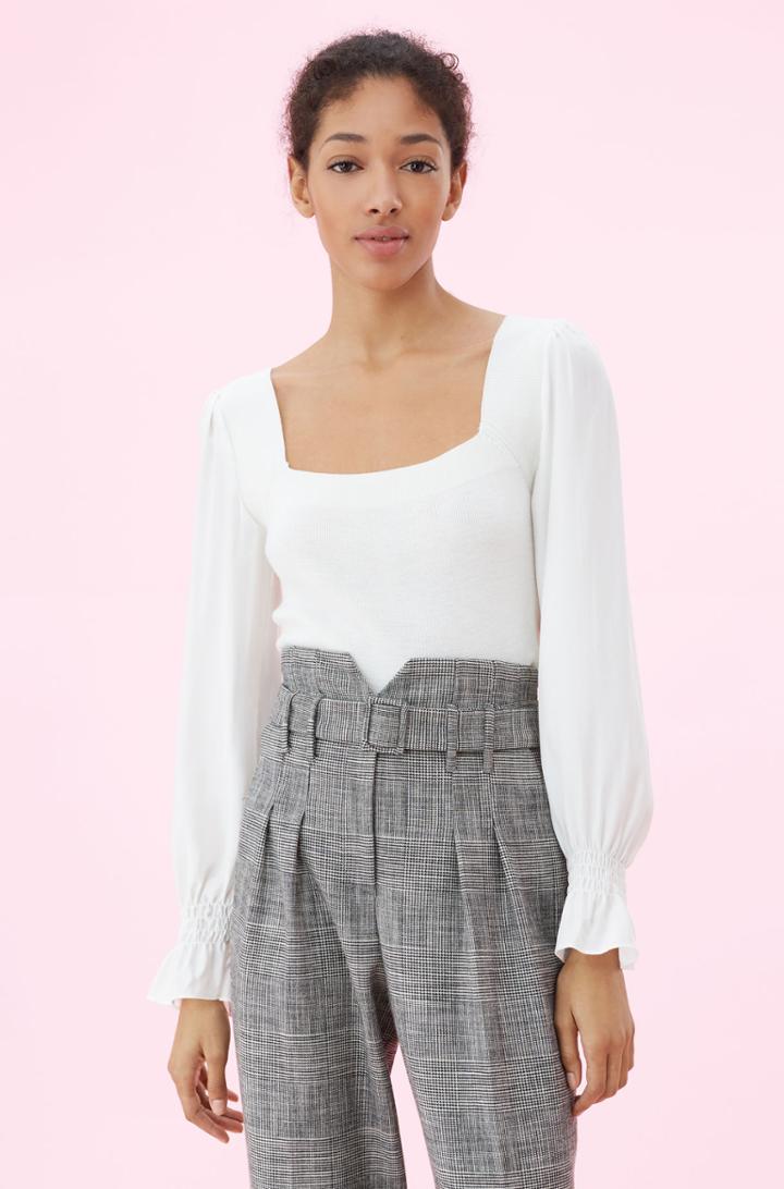 Rebecca Taylor Silk Sleeve Merino Pullover