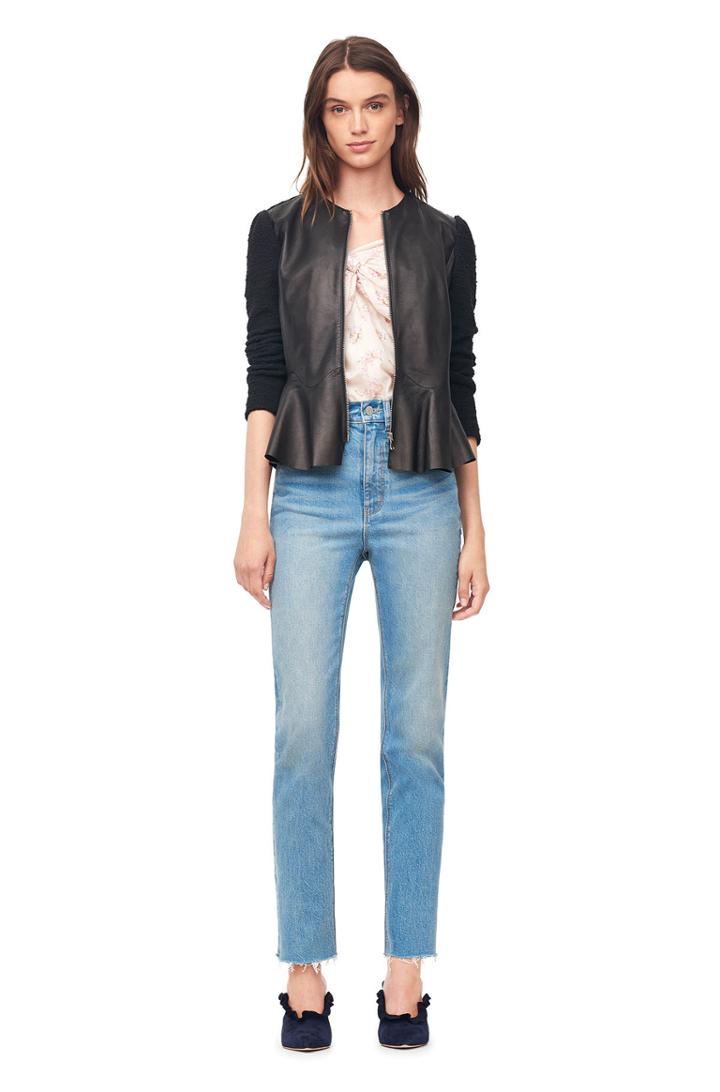 Rebecca Taylor Rebecca Taylor Leather & Boucle Knit Jacket