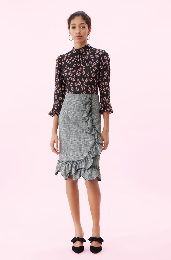 Rebecca Taylor Cheetah Satin Jacquard Top