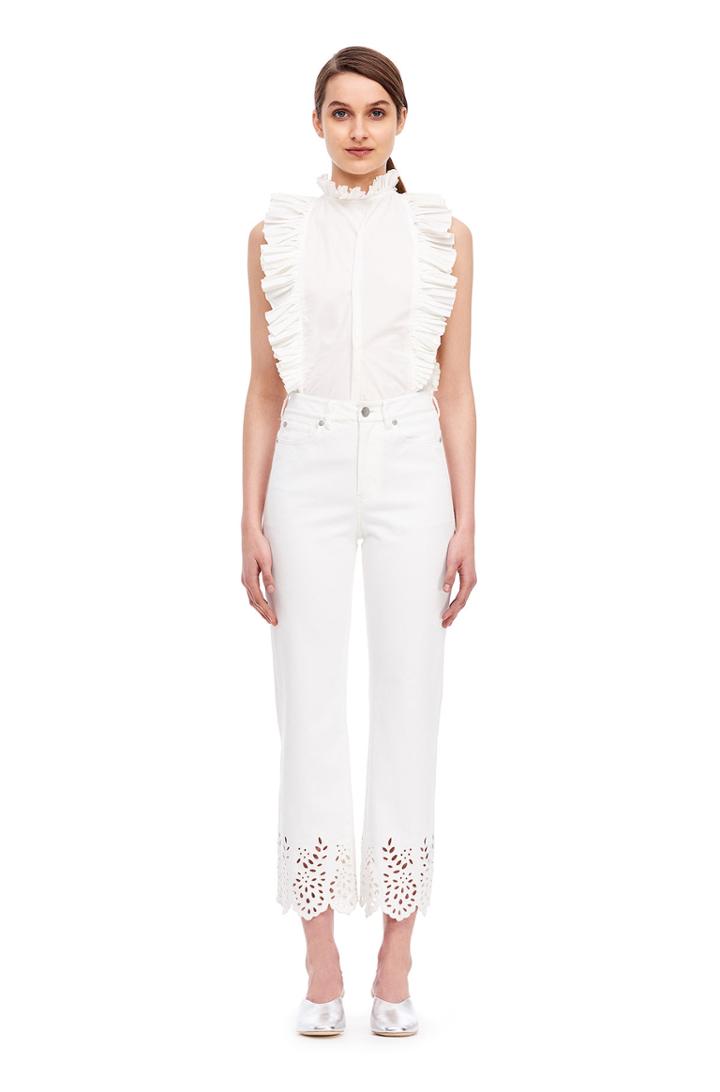 Rebecca Taylor Poplin Pleated Top