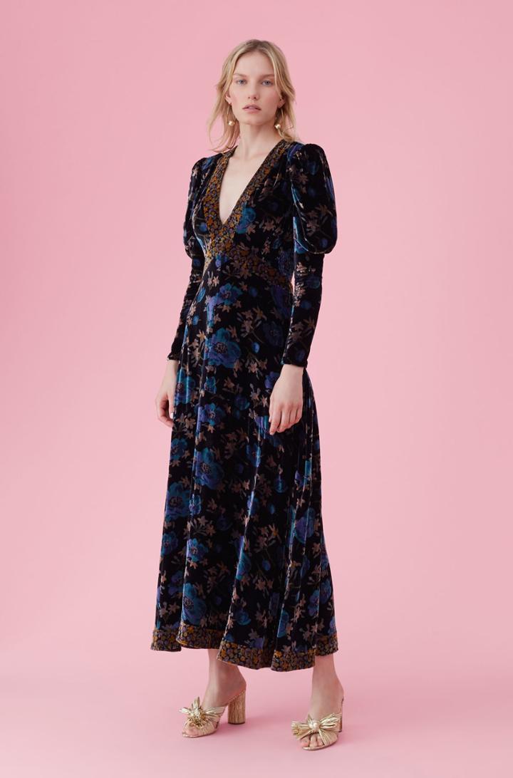 Rebecca Taylor Solstice Floral Velvet Dress