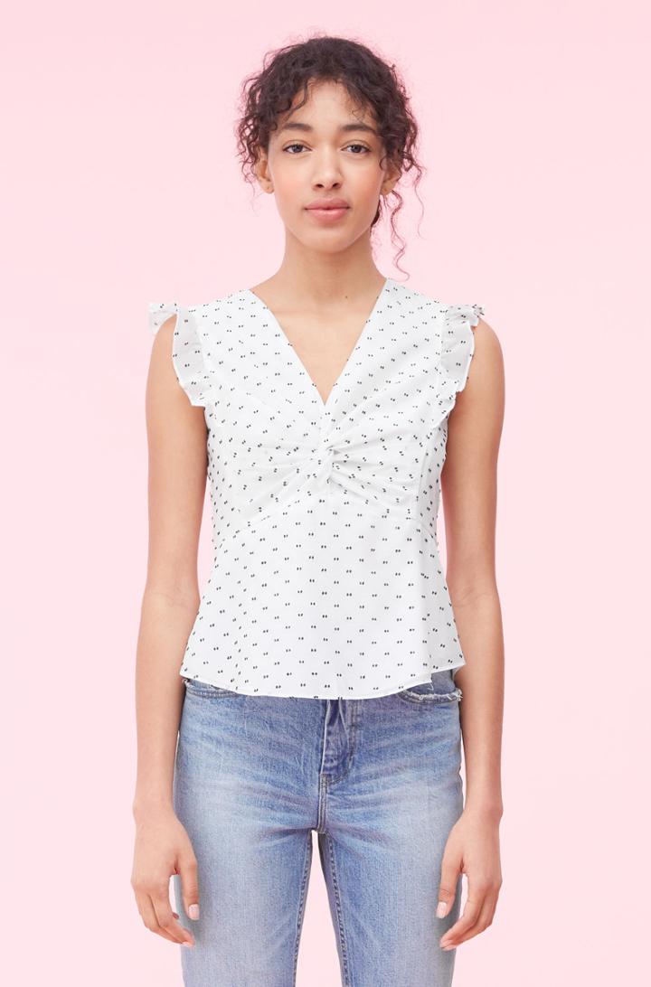 Rebecca Taylor Rebecca Taylor Birdseye Dot Clip Twist Top