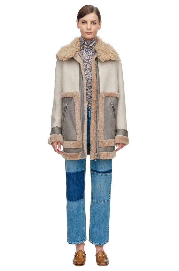 Rebecca Taylor Rebecca Taylor Shearling Mix Coat Xs Champagne Combo