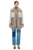 Rebecca Taylor Rebecca Taylor Shearling Mix Coat Xs Champagne Combo