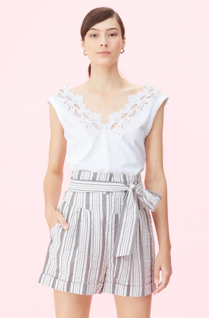 Rebecca Taylor Rebecca Taylor La Vie Embroidered Clean Jersey Tank