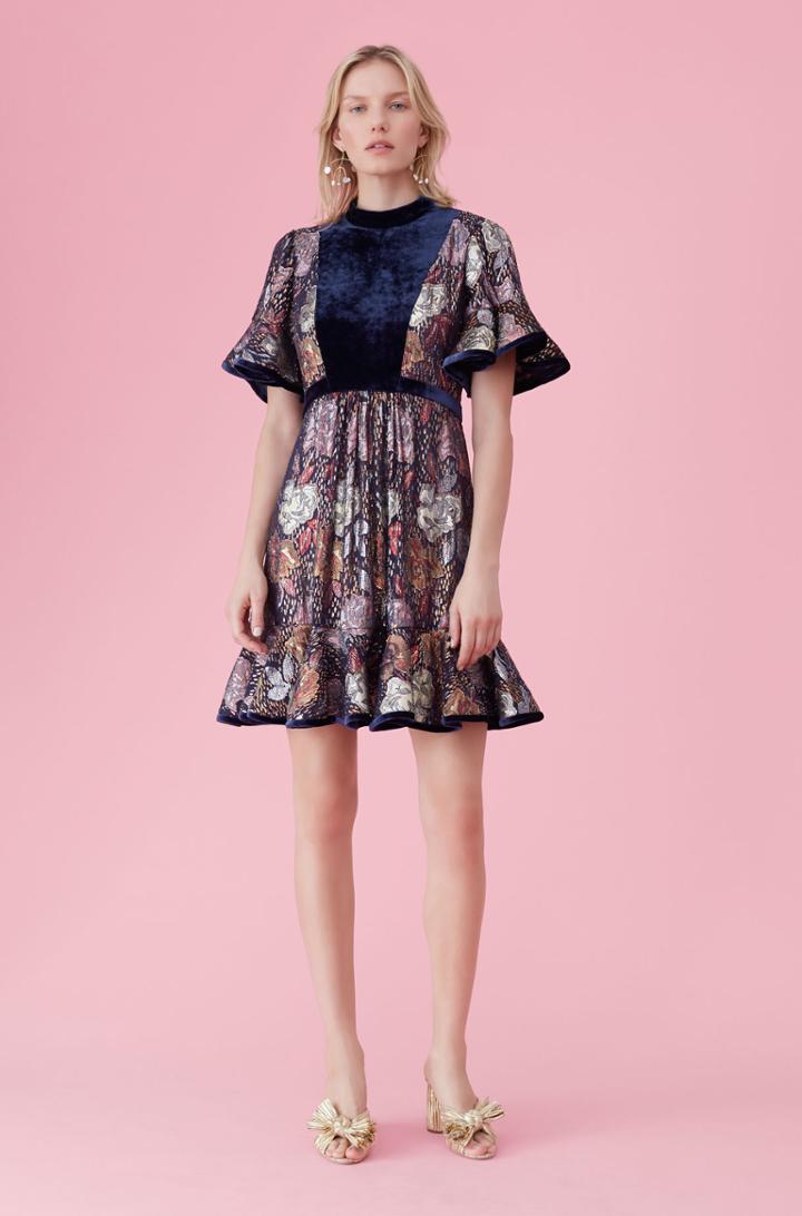 Rebecca Taylor Glistening Rose Velvet Dress