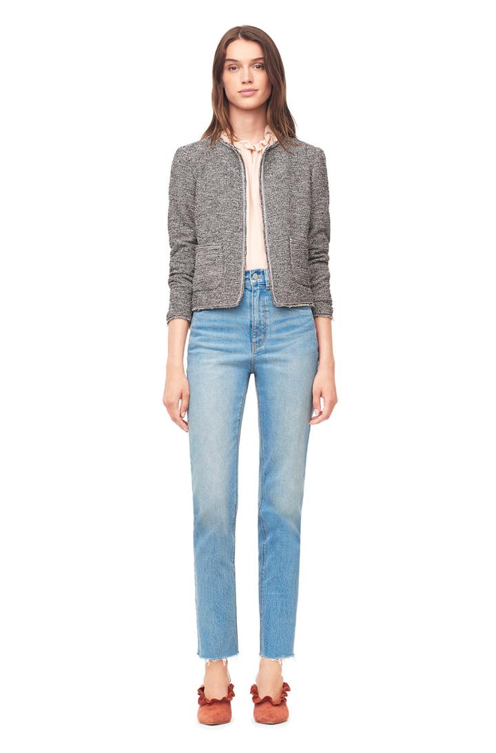 Rebecca Taylor Stretch Tweed Embellished Jacket