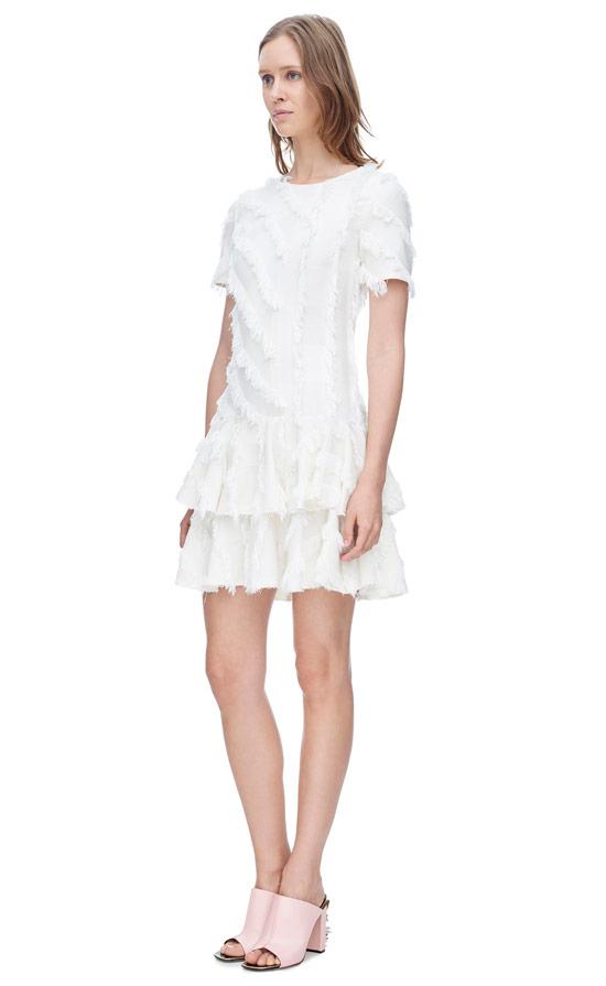 Rebecca Taylor Rebecca Taylor Short Sleeve Bias Fringe Dress