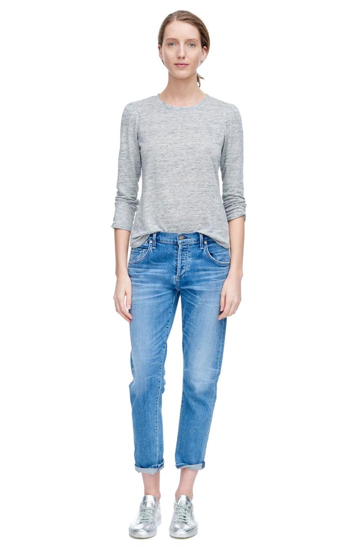 Rebecca Taylor Rebecca Taylor Long Sleeve Puff Shoulder Tee M Grey Melange