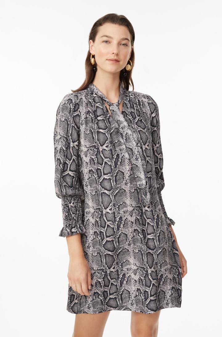 Rebecca Taylor Snake Print Silk Scarf Tie Dress