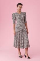 Rebecca Taylor Leopard Print Silk Ruched Dress