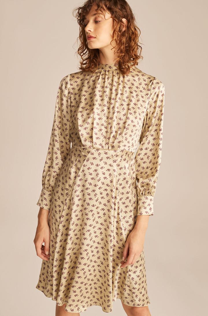 Rebecca Taylor Rebecca Taylor Sage Fleur Long-sleeve Ruched Dress