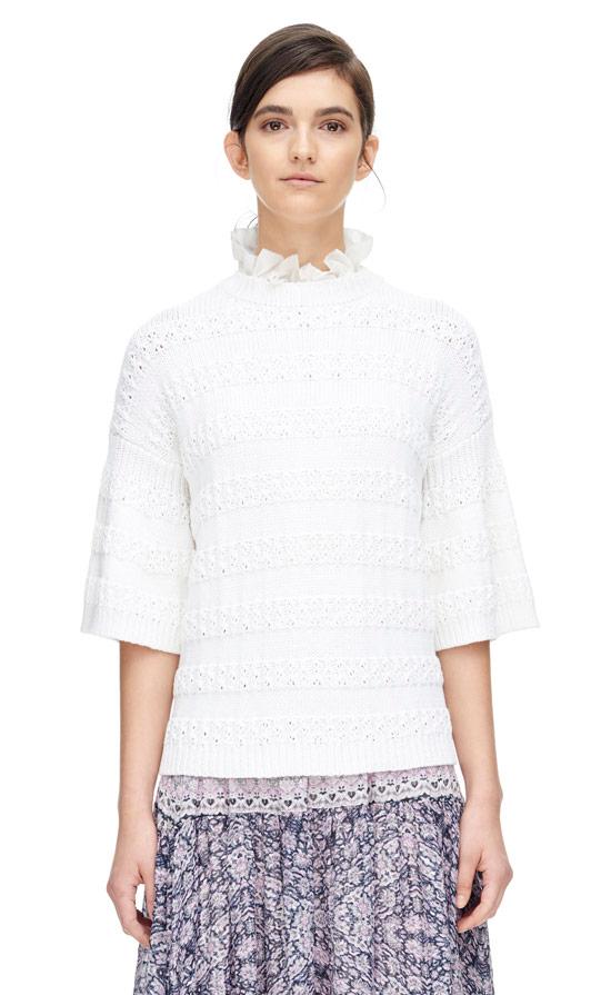 Rebecca Taylor Rebecca Taylor Short Sleeve Random Stitch Pullover