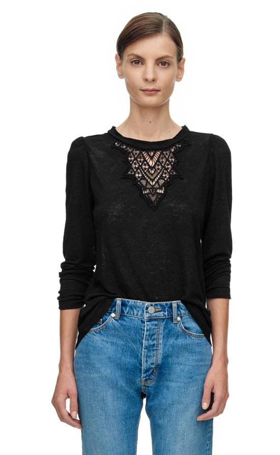 Rebecca Taylor Rebecca Taylor Long Sleeve Jersey & Lace Tee