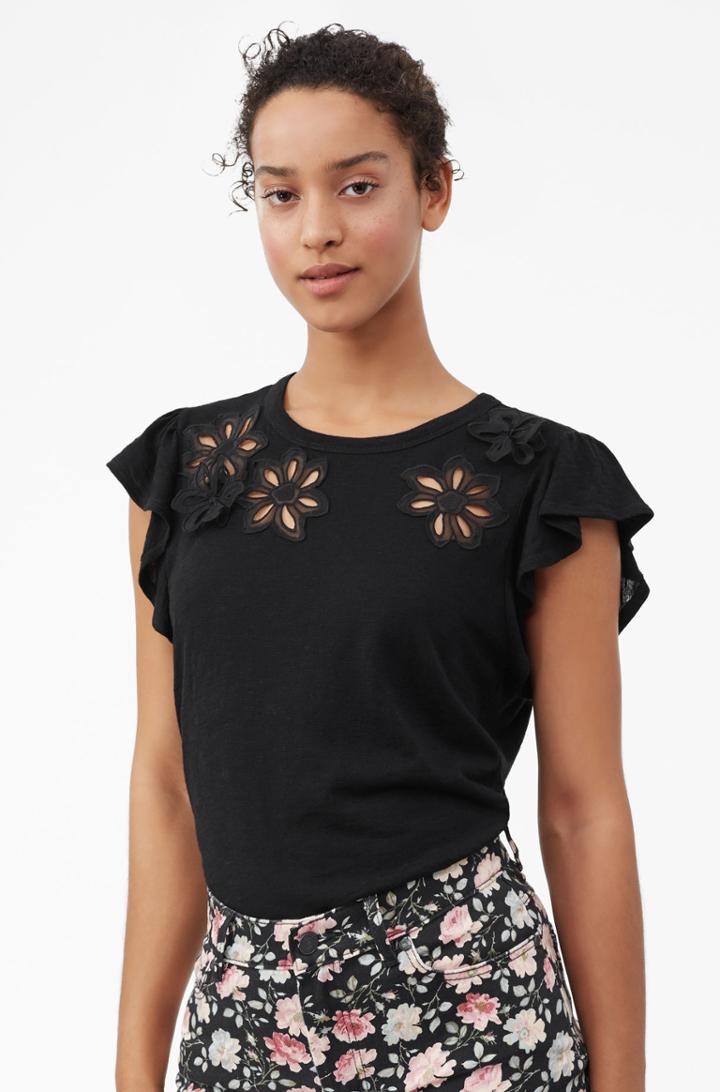 Rebecca Taylor Emilie Embroidered Jersey Top