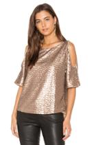 Sequin Embellished Cut Out Shoulder Top