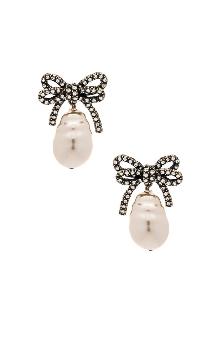Large Bow Pearl Earrings