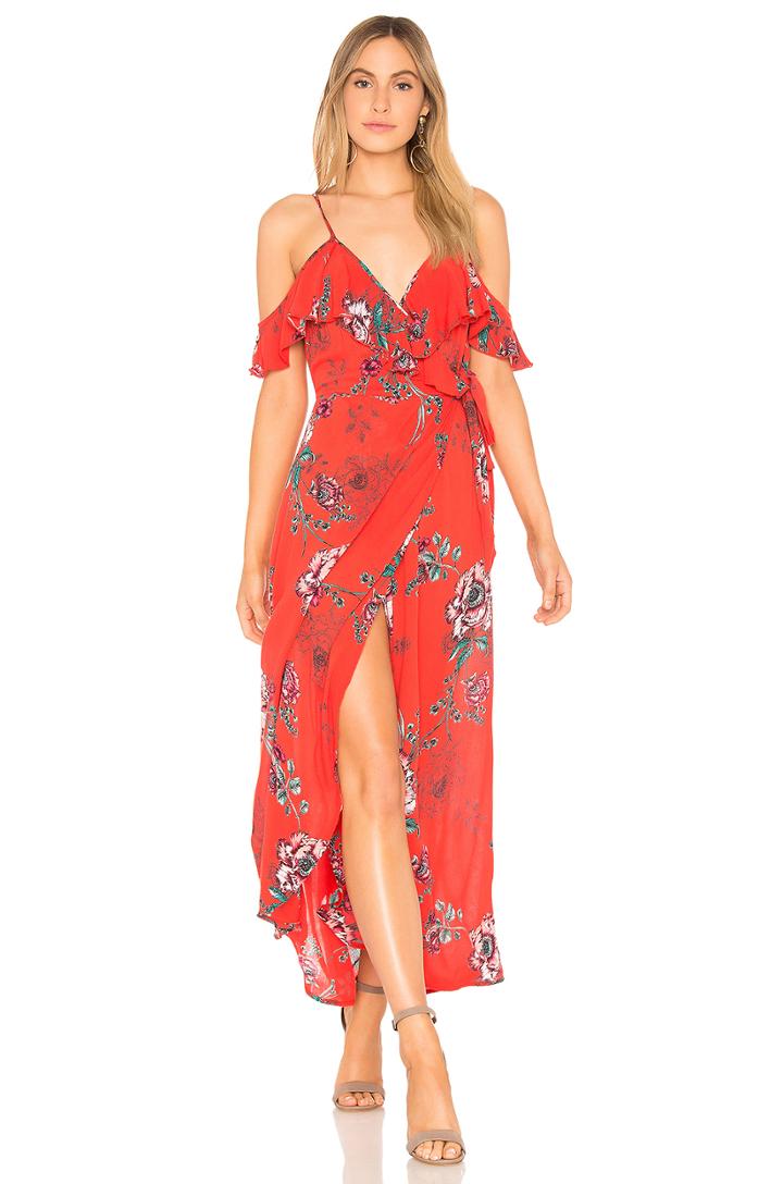 Shadow Floral Faux Wrap Dress