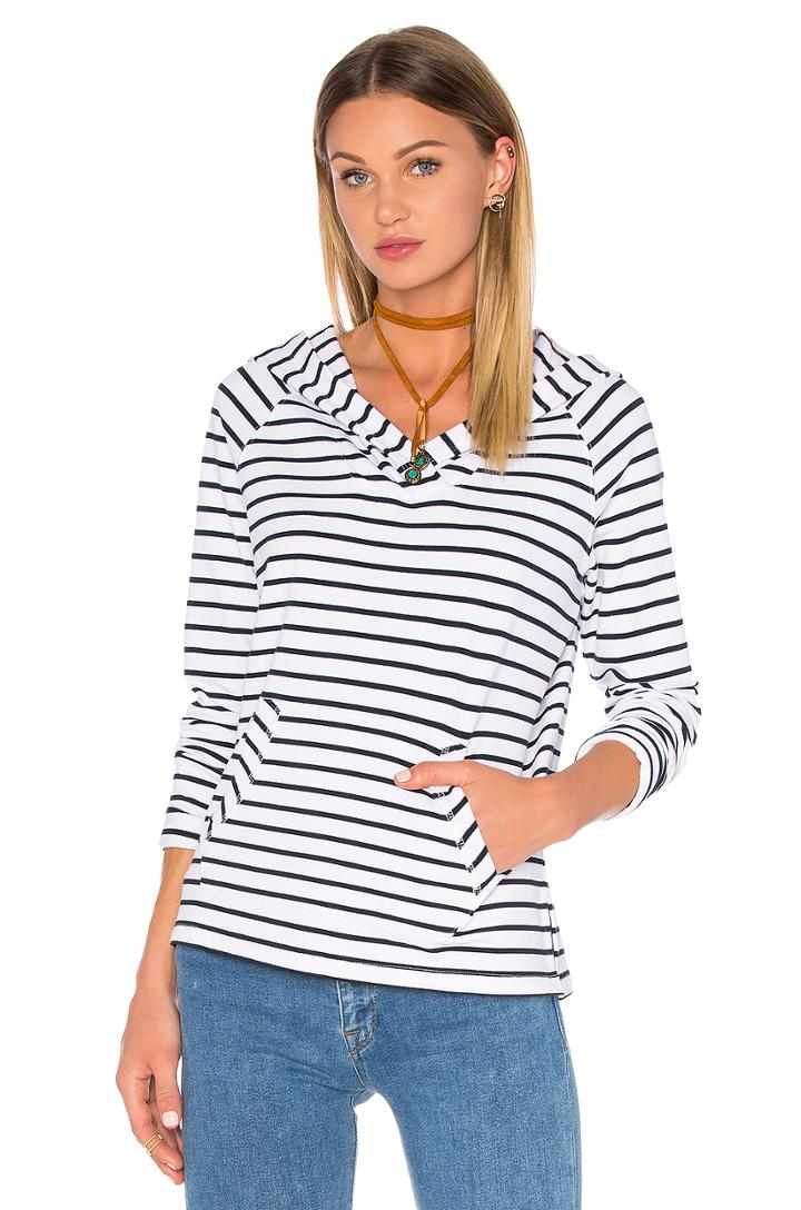 Cashmere Terry Stripe Long Sleeve Hoodie