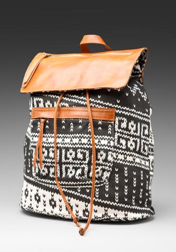 Brandy Melville Backpack In Leather/tribal Print