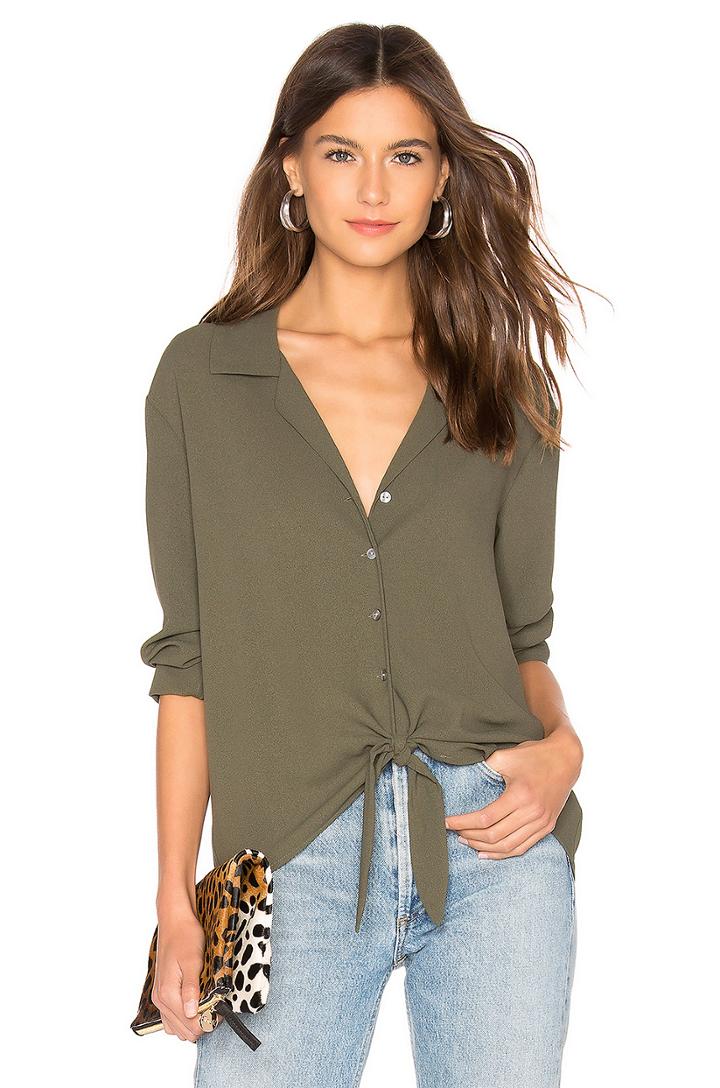 Long Sleeve Tie Front Top