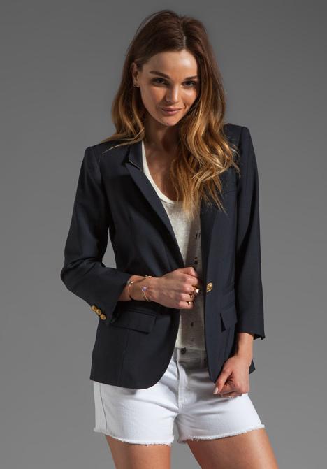 Smythe Flat Lapel Blazer In Navy
