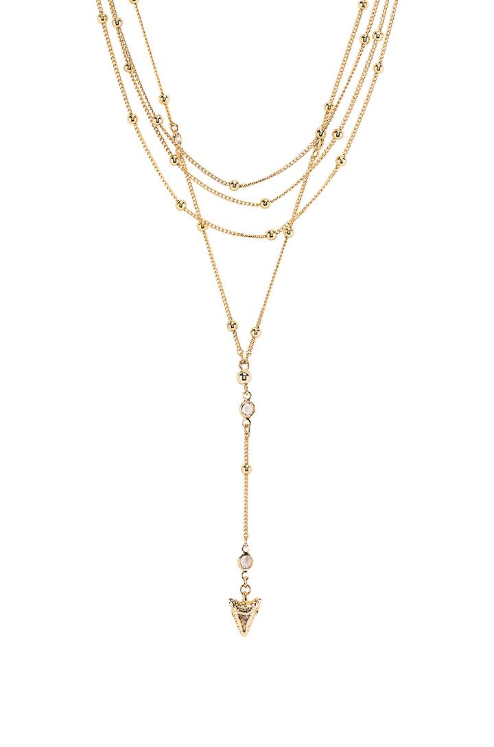 Layered Shark Tooth Lariat Necklace