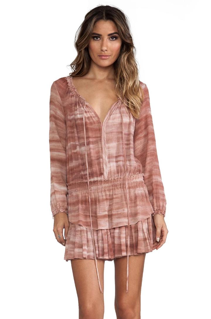 Loveshackfancy Popover Ruffle Mini Dress In Taupe