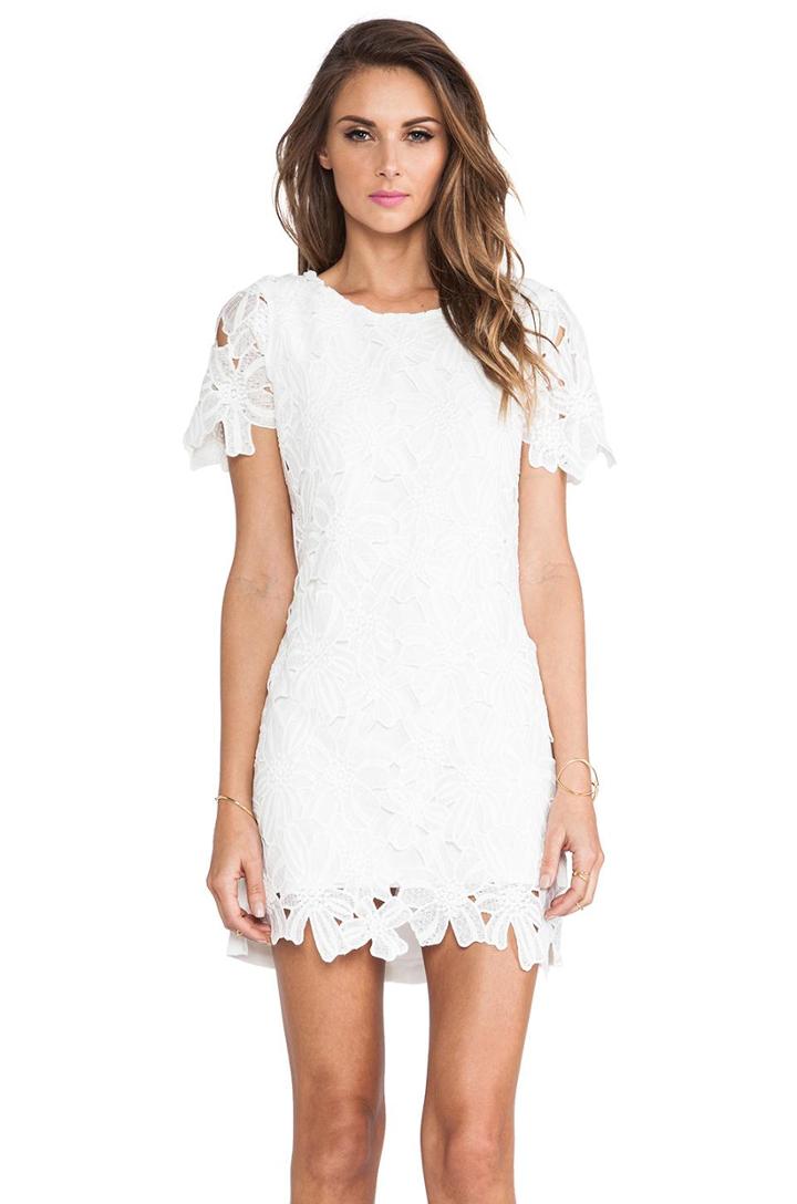 Joa Flower Lace Dress In White
