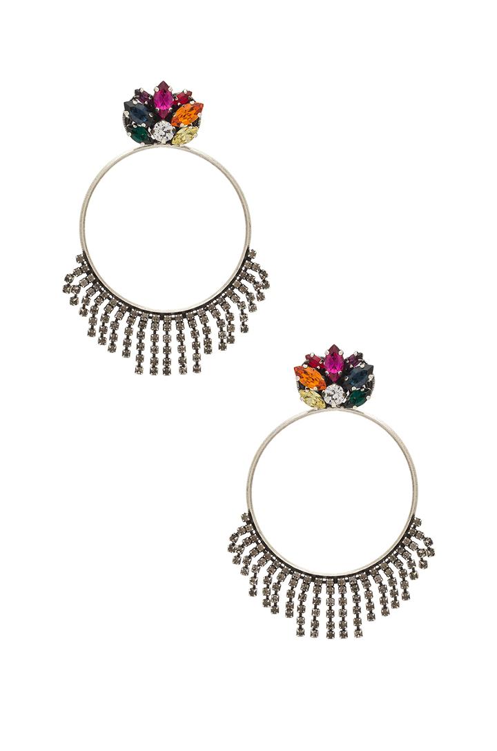 Crystal Cluster Hoop Earring