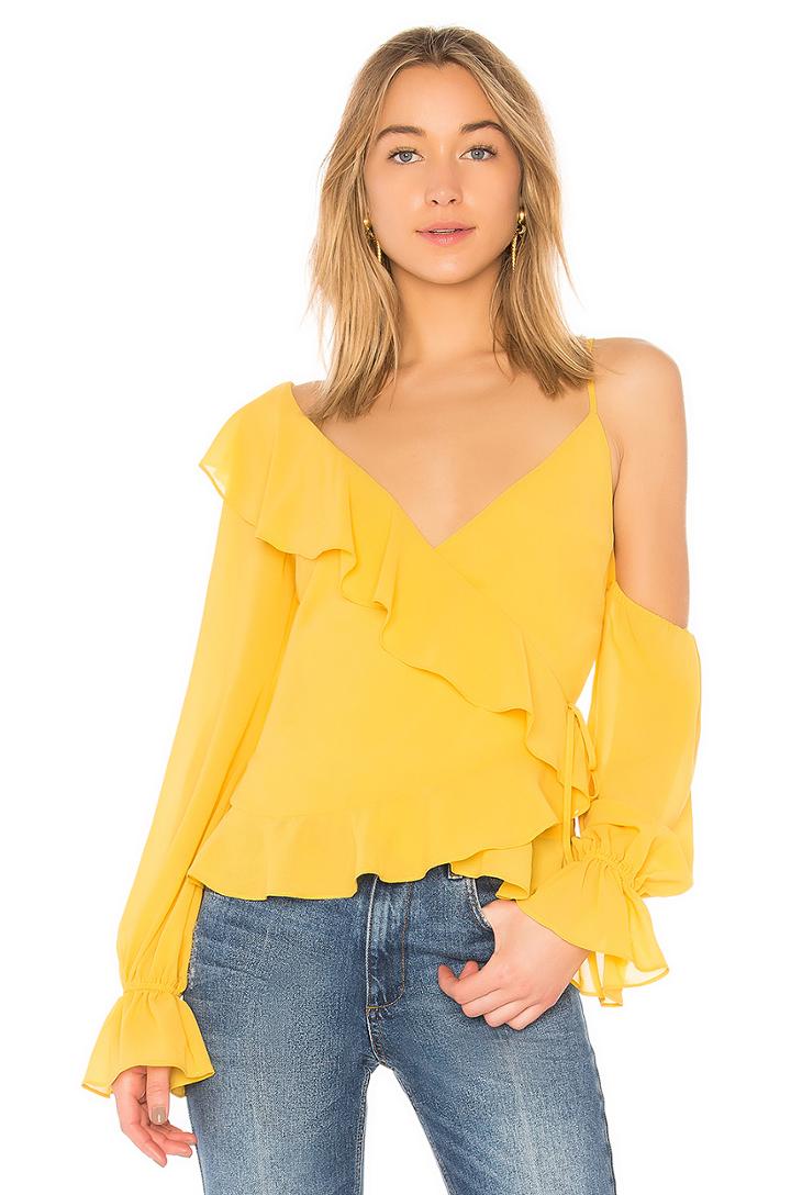 Asymmetrical Ruffle Wrap Top