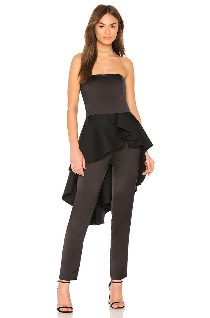 Strapless Jumpsuit With Flounce Skirt