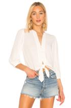 Split Neck Tie Waist Blouse