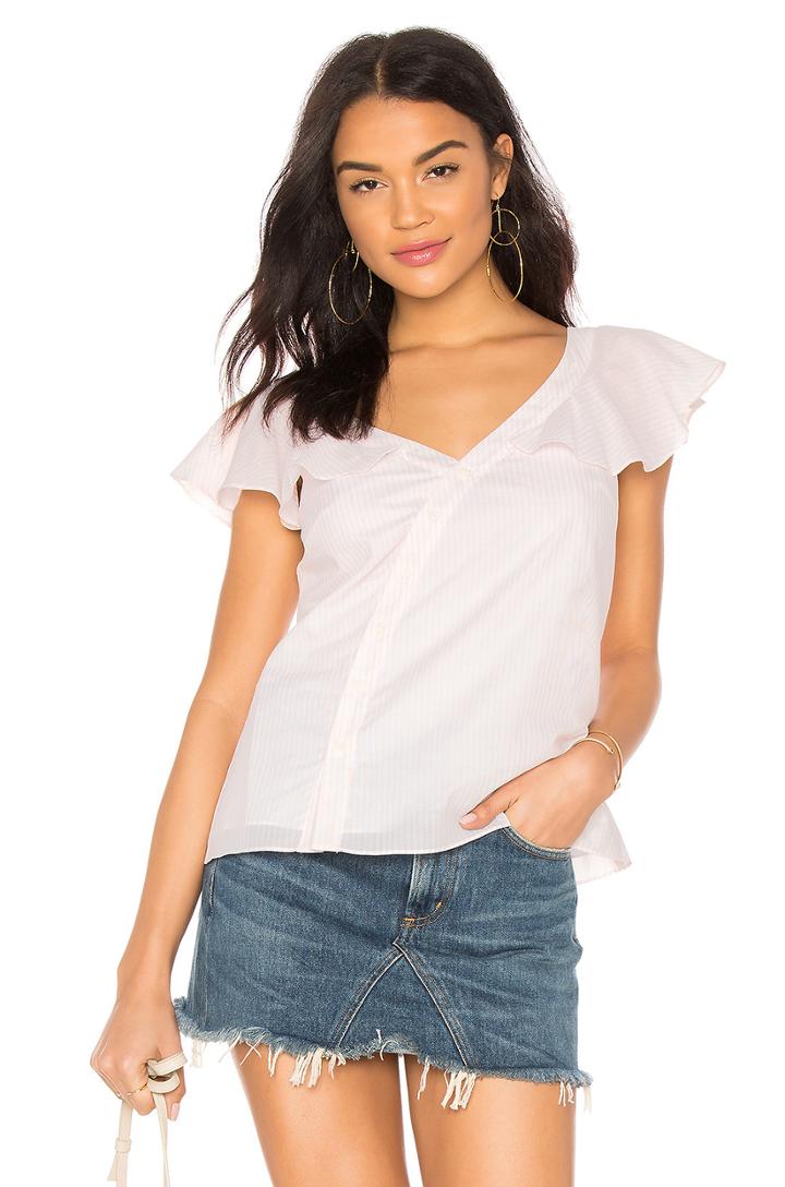 Button Ruffle Blouse
