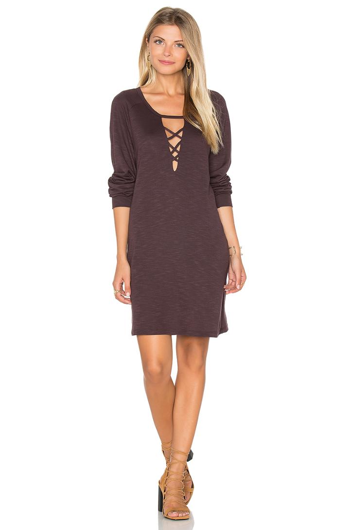 Lace Up Sweatshirt Dress
