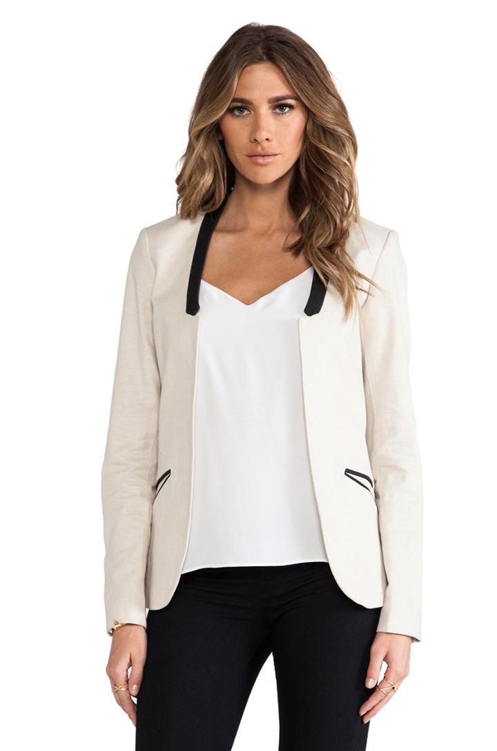 Maison Scotch Collarless Blazer In Cream
