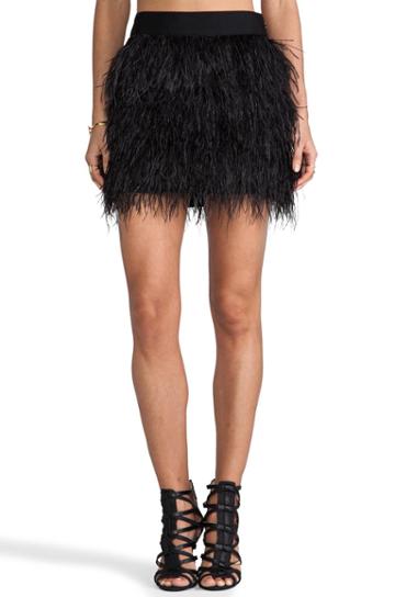 Milly Cocktail Feather Mini Skirt In Black