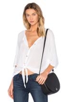 Gauze Mix Button Tie Front Top